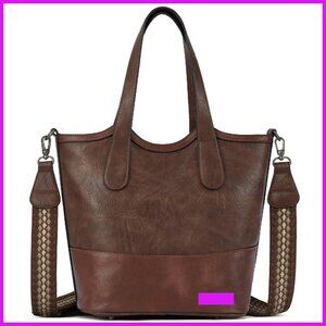 Vegan Leather Bucket Bag Crossbody Top Handle Satchel Chic Minimal Elegant